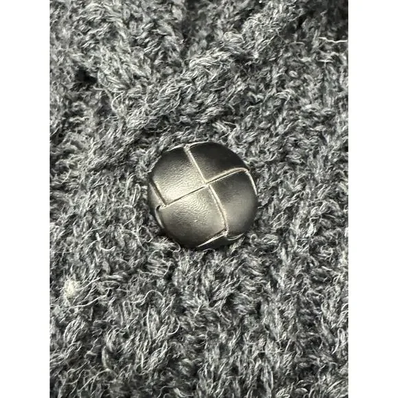 Aran Crafts Women's Gray Irish Wool Cable Knit Shawl Collar Cardigan Casual - Picture 3 of 7